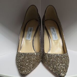 Jimmy Choo Sparkling Gold Heels